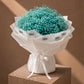 Blue gypsophila bouquet in white wrapping with ribbon - Tiffany Sky by AIWA Flowers