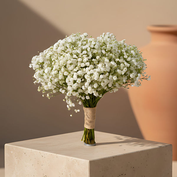 Whispers bridal bouquet made of white gypsophila by Aiwa Flowers