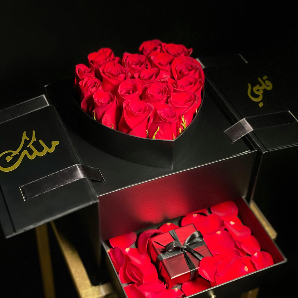 Red rose with box