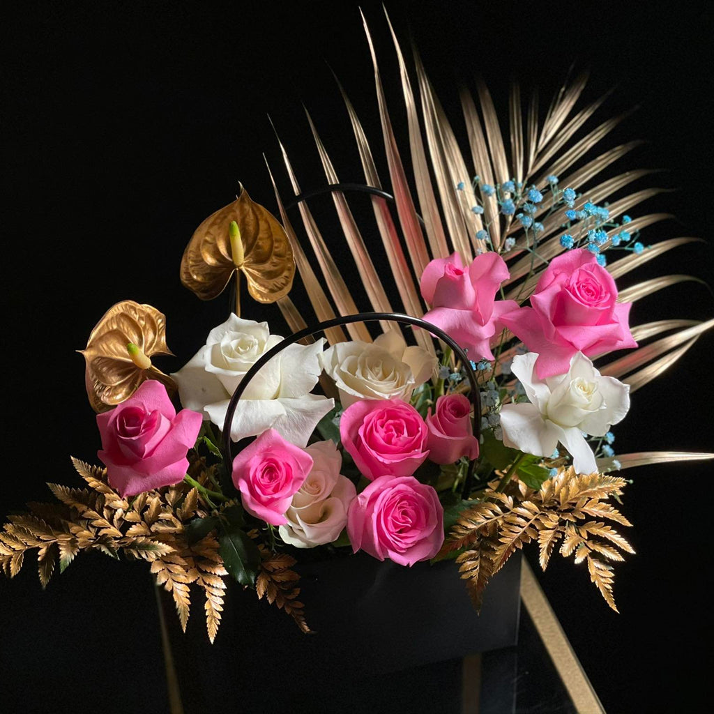 Pinky rose with white roses
