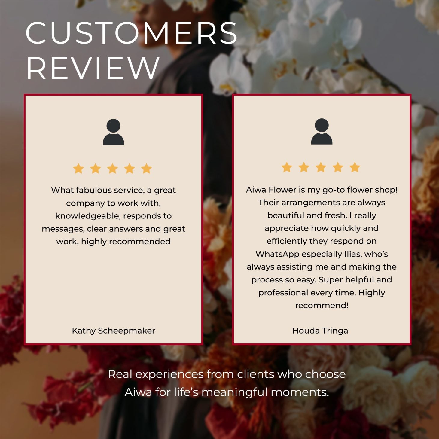 Aiwa Flowers customer reviews — five star service Dubai