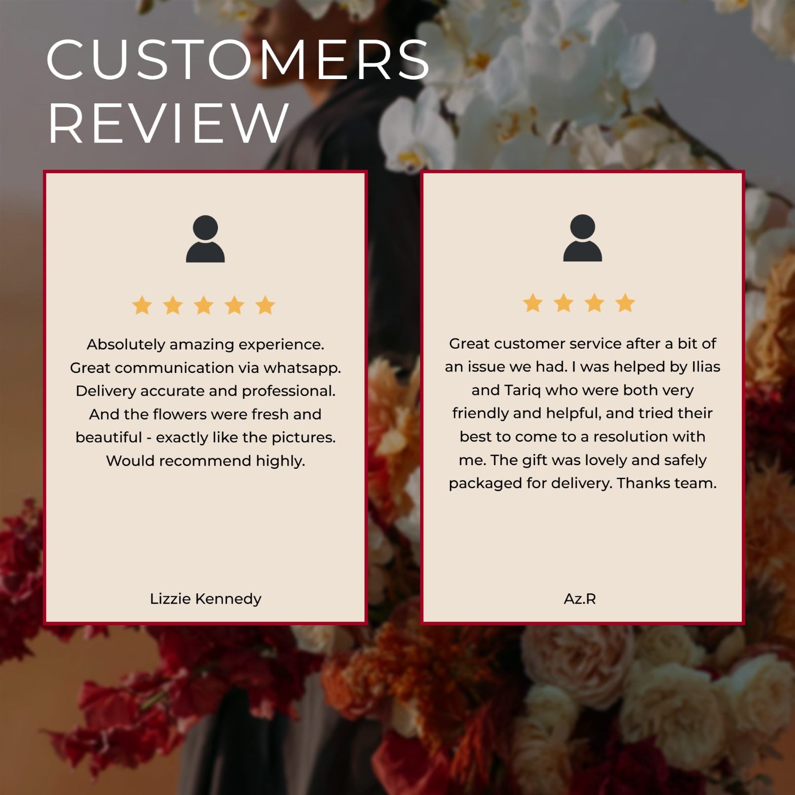 Aiwa Flowers customer reviews — five star service Dubai